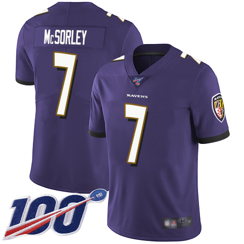 Baltimore Ravens Limited Purple Men Trace McSorley Home Jersey NFL Football #7 100th Season Vapor Untouchable